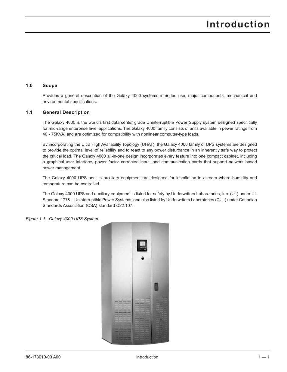 Introduction | MGE UPS Systems 40-75KVA User Manual | Page 13 / 56