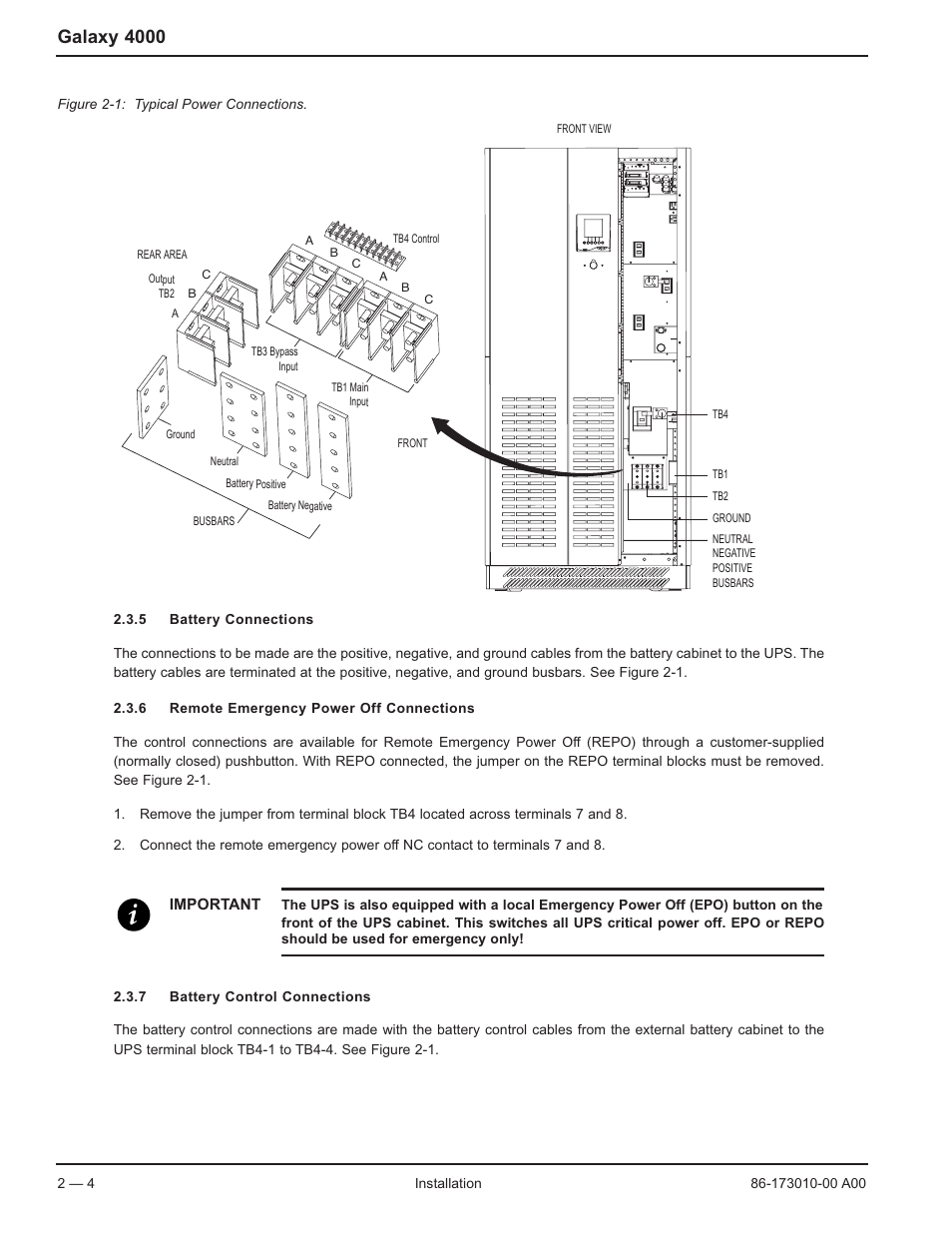 Galaxy 4000 | MGE UPS Systems 40-75KVA User Manual | Page 22 / 56