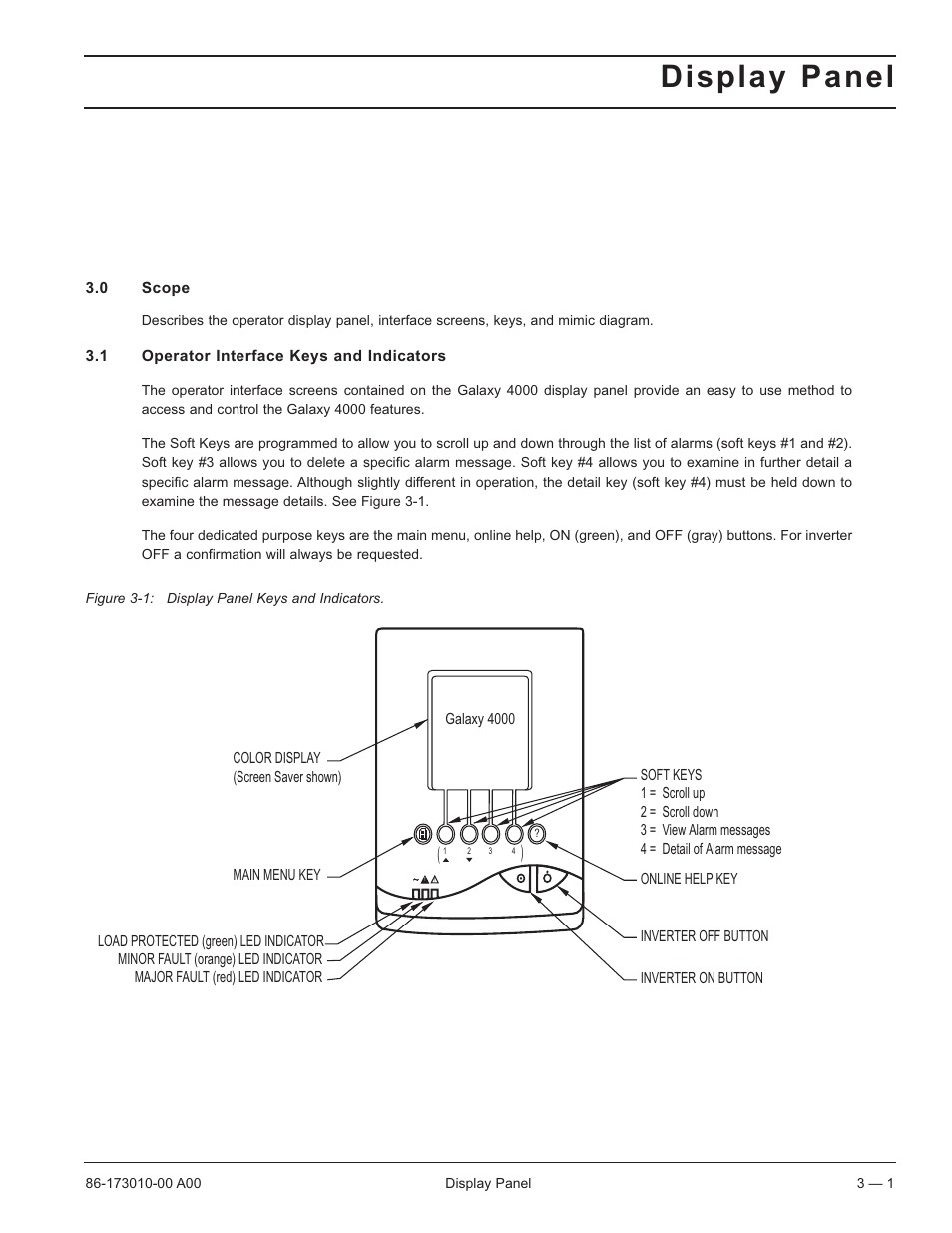 Display panel | MGE UPS Systems 40-75KVA User Manual | Page 27 / 56