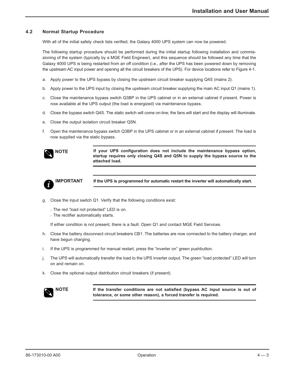 Installation and user manual | MGE UPS Systems 40-75KVA User Manual | Page 39 / 56