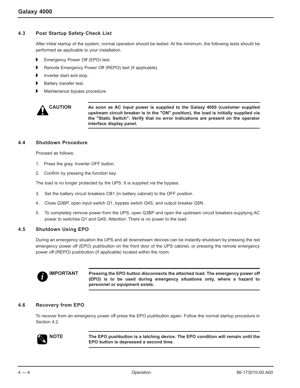 Galaxy 4000 | MGE UPS Systems 40-75KVA User Manual | Page 40 / 56