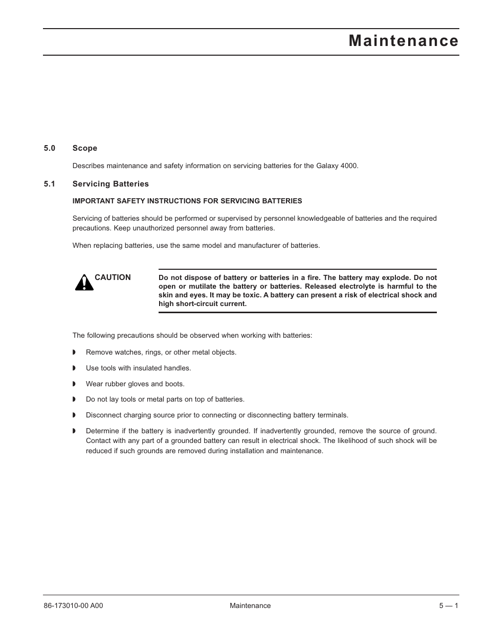 Maintenance | MGE UPS Systems 40-75KVA User Manual | Page 41 / 56