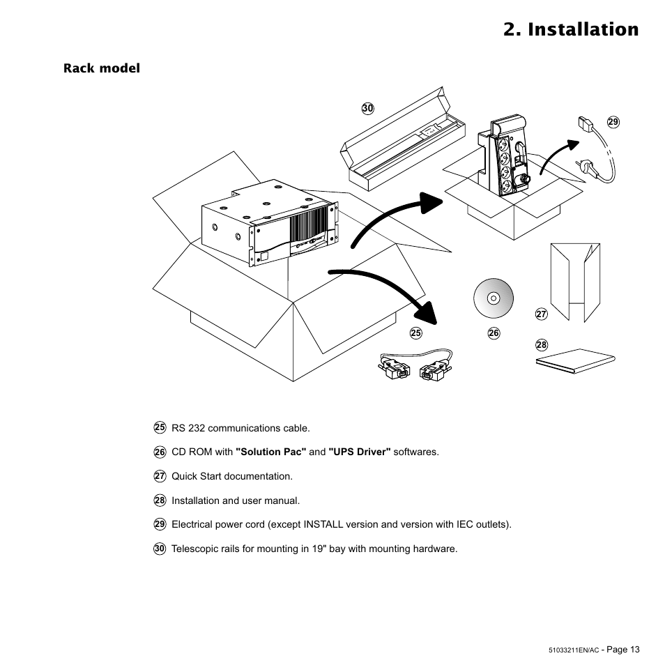 Installation, Rack model | MGE UPS Systems 3000 VA User Manual | Page 13 / 34