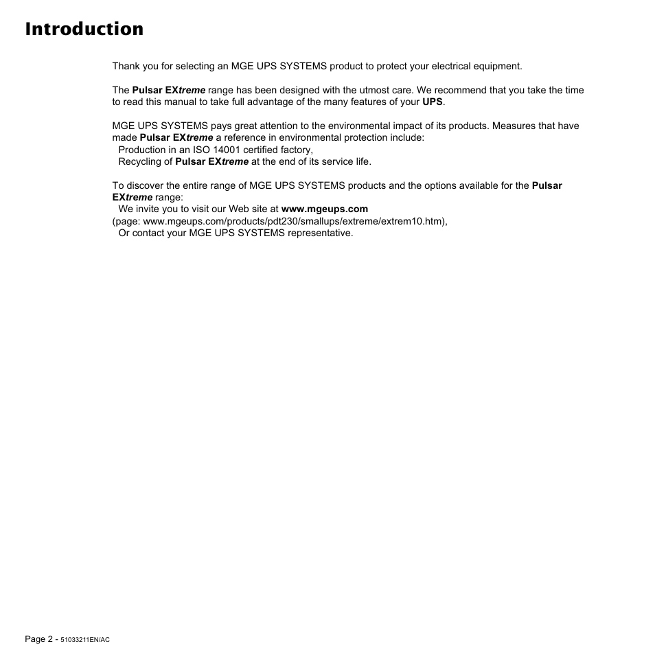 Introduction | MGE UPS Systems 3000 VA User Manual | Page 2 / 34