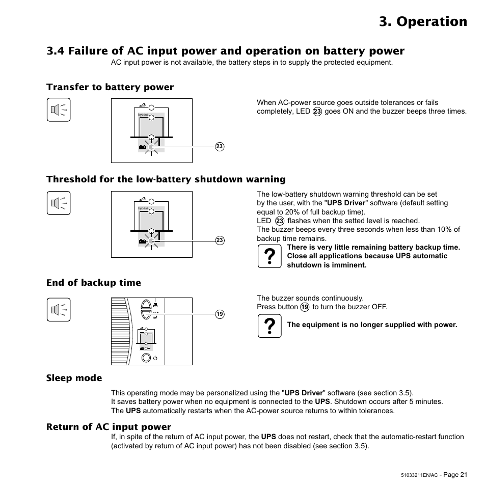 Operation | MGE UPS Systems 3000 VA User Manual | Page 21 / 34