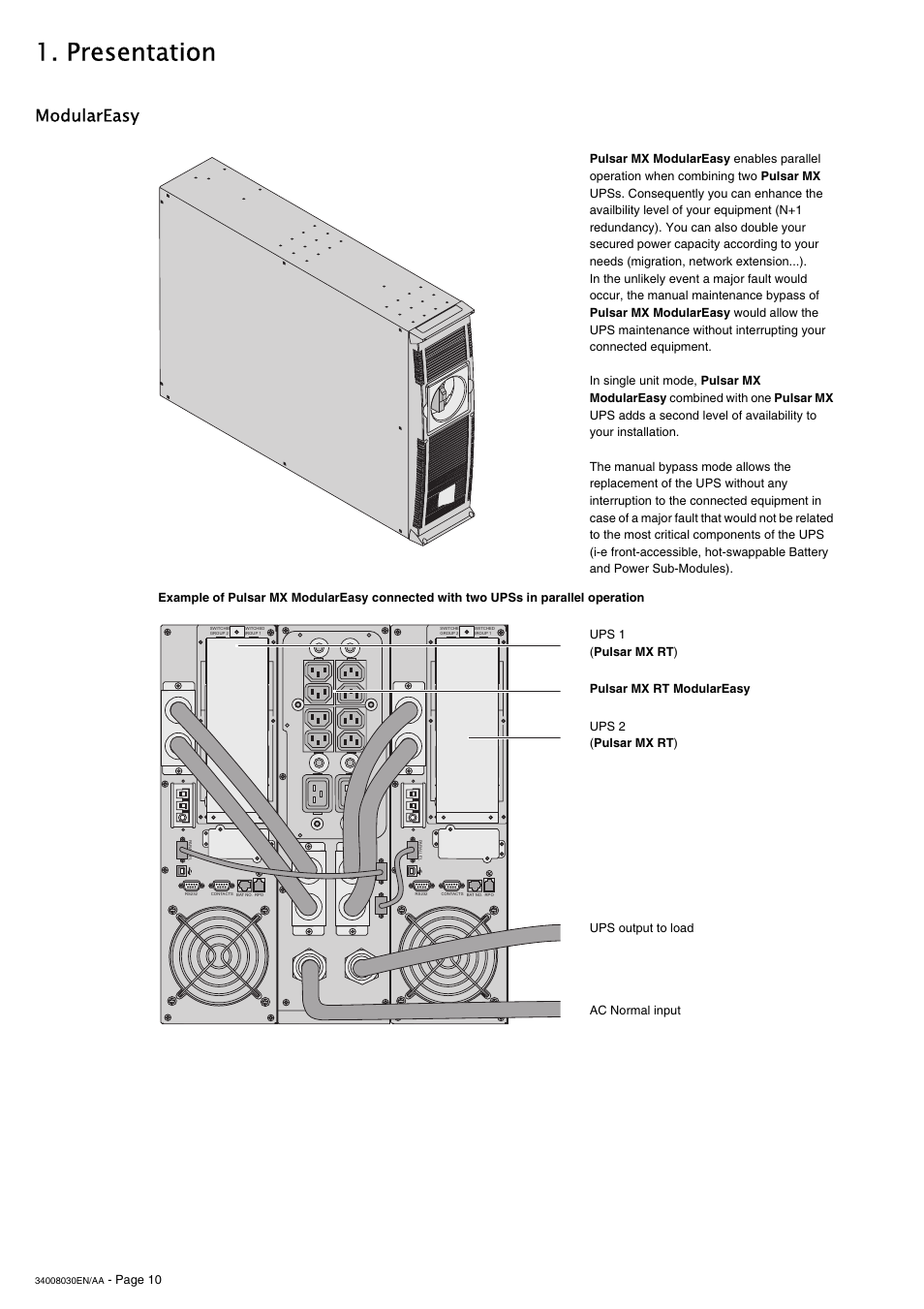Presentation, Modulareasy, Page 10 | MGE UPS Systems 5000 RT User Manual | Page 10 / 38