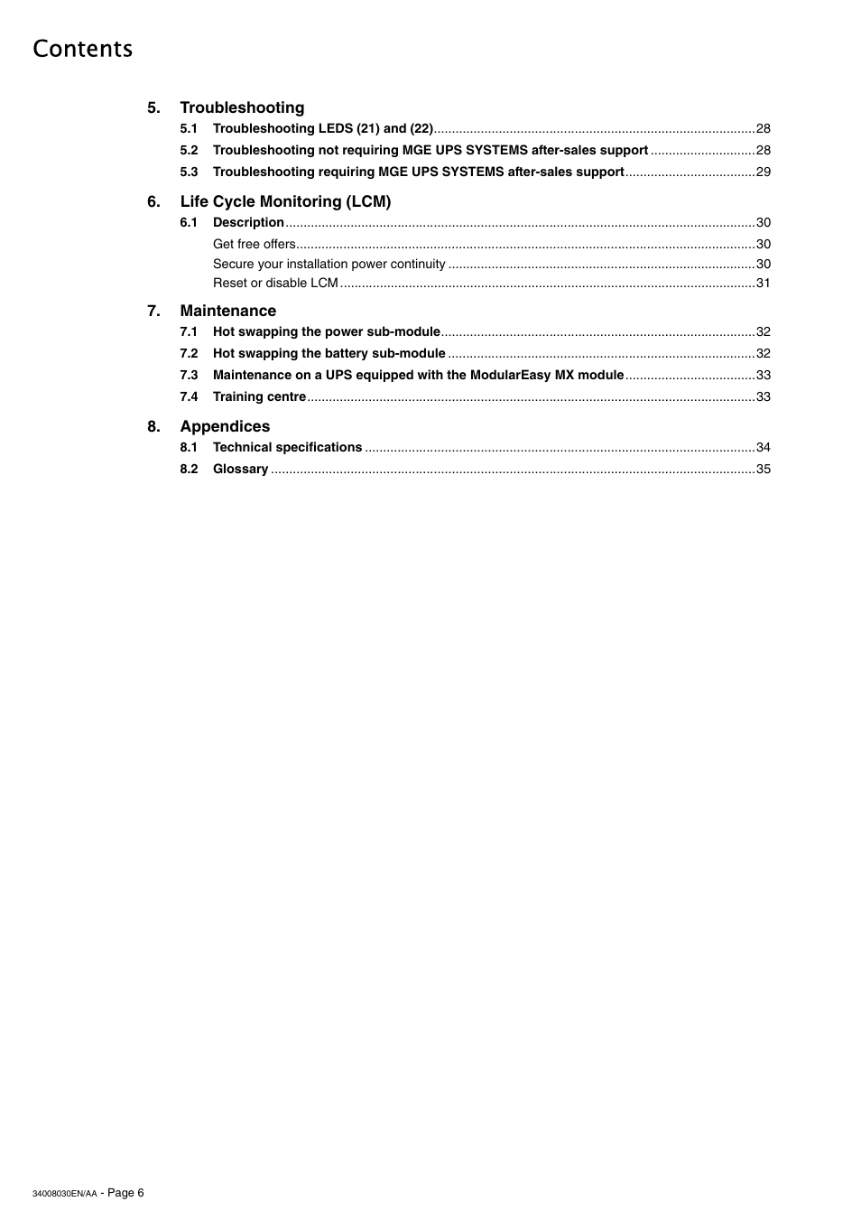 MGE UPS Systems 5000 RT User Manual | Page 6 / 38