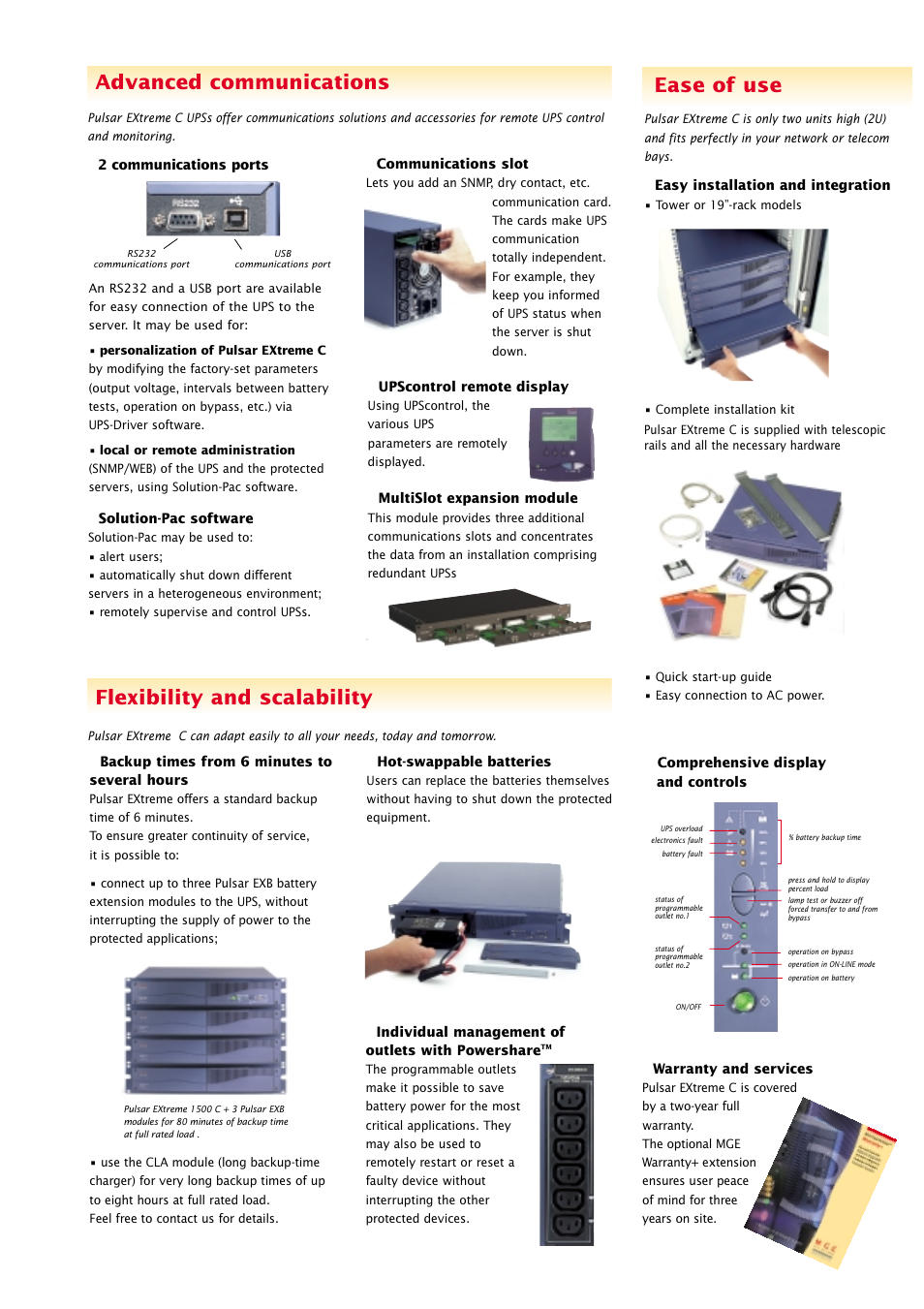 MGE UPS Systems Pulsar EXtreme C UPS 1000 VA User Manual | Page 3 / 4