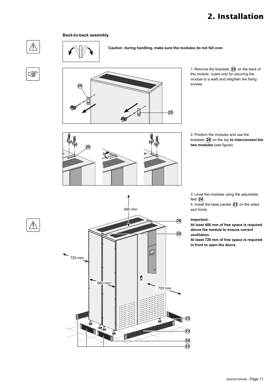 Installation | MGE UPS Systems 250A User Manual | Page 11 / 34