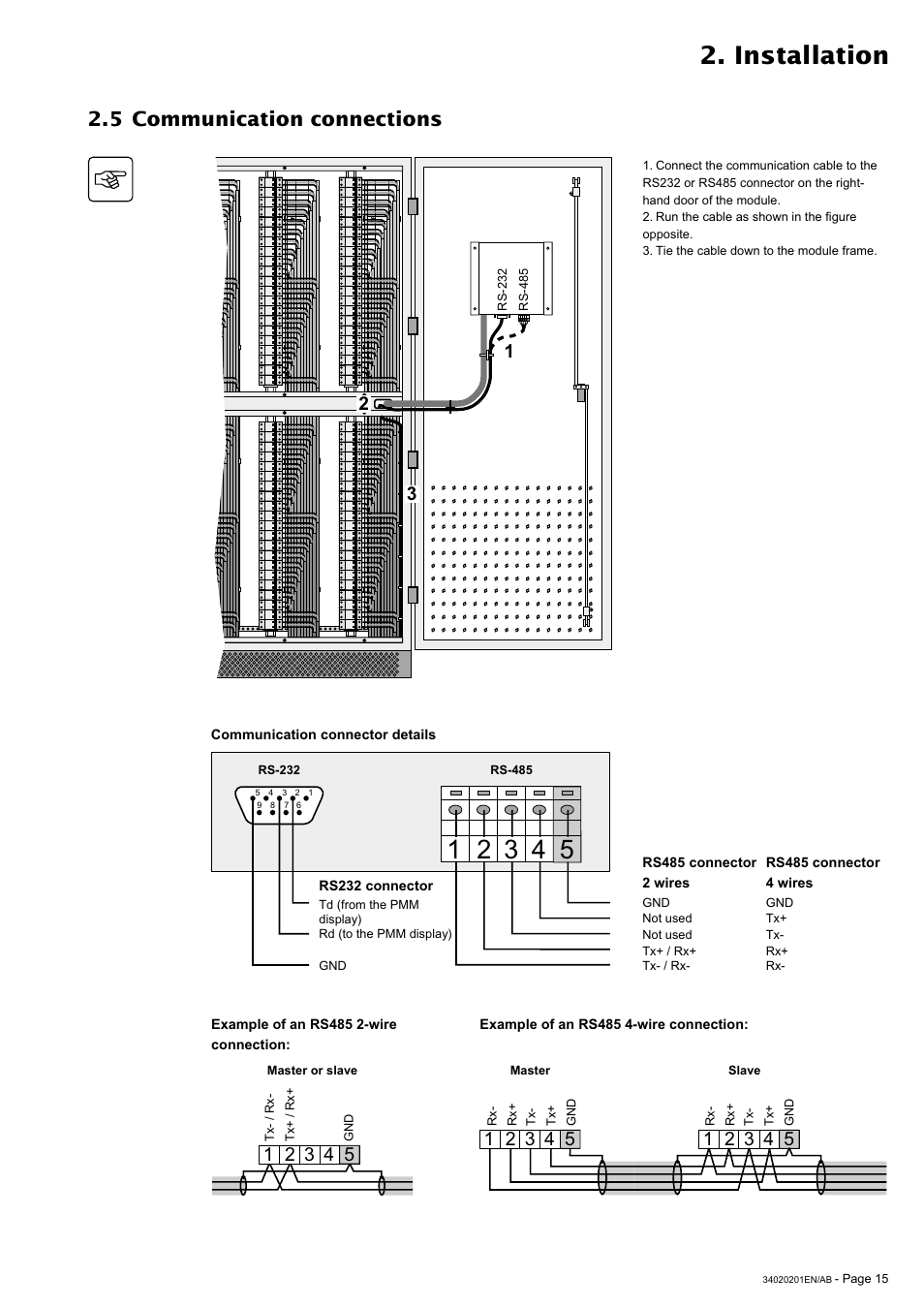 Installation, 5 communication connections | MGE UPS Systems 250A User Manual | Page 15 / 34