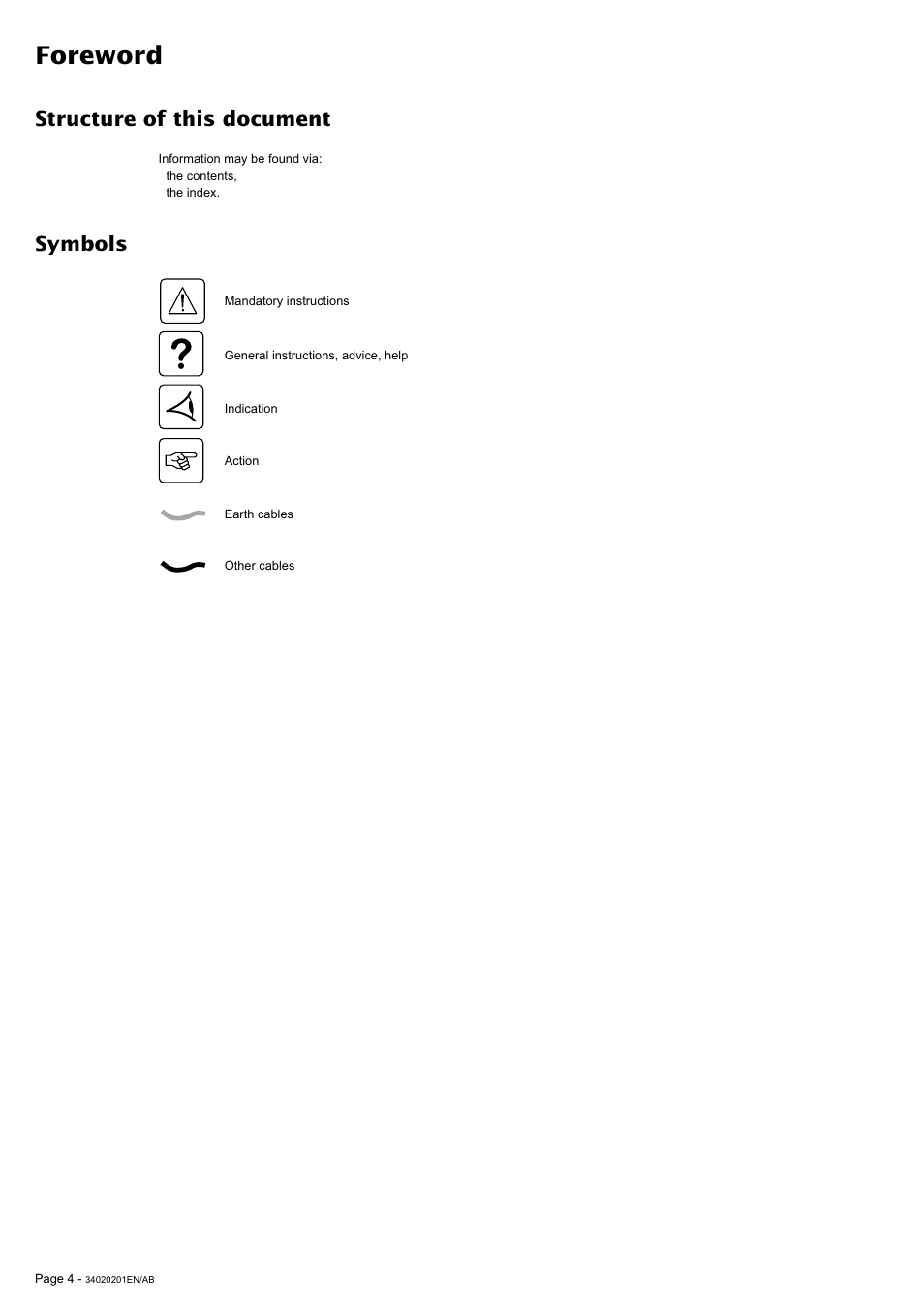 Foreword, Structure of this document, Symbols | MGE UPS Systems 250A User Manual | Page 4 / 34