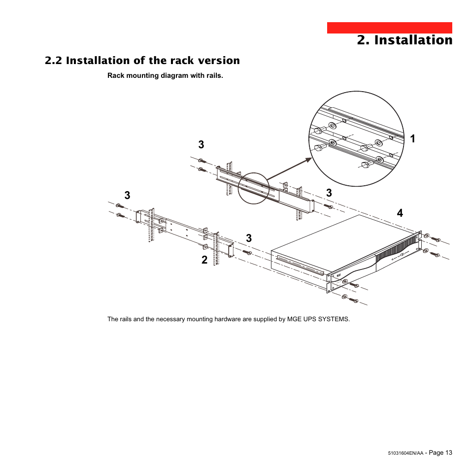 Installation | MGE UPS Systems EX 1500 User Manual | Page 13 / 28