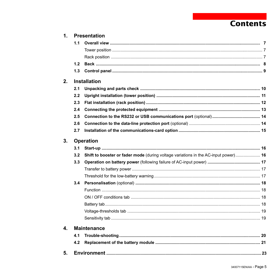 MGE UPS Systems 2200 User Manual | Page 5 / 28