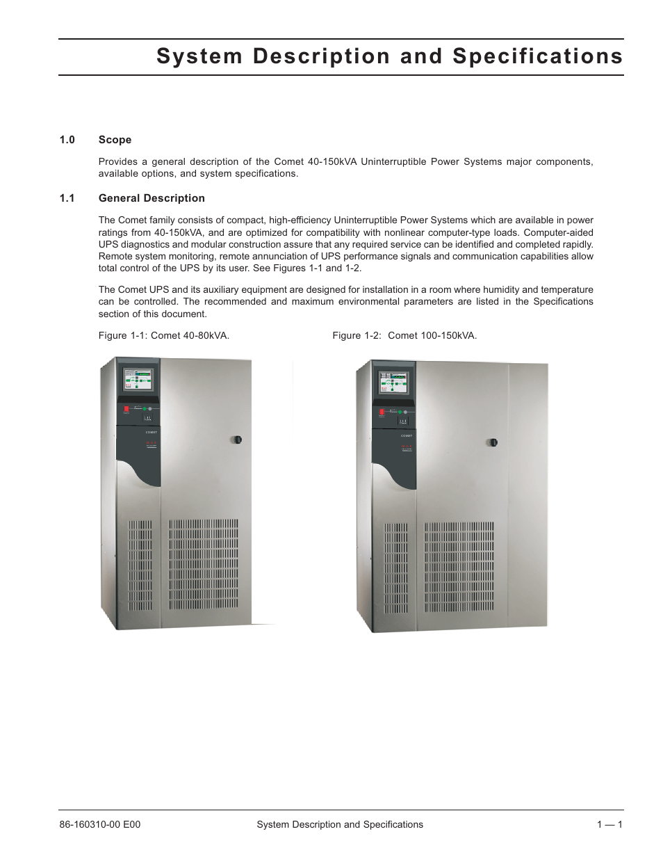 System description and specifications | MGE UPS Systems 40-150kVA User Manual | Page 13 / 56