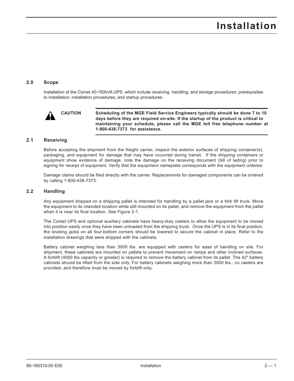 Installation | MGE UPS Systems 40-150kVA User Manual | Page 26 / 56