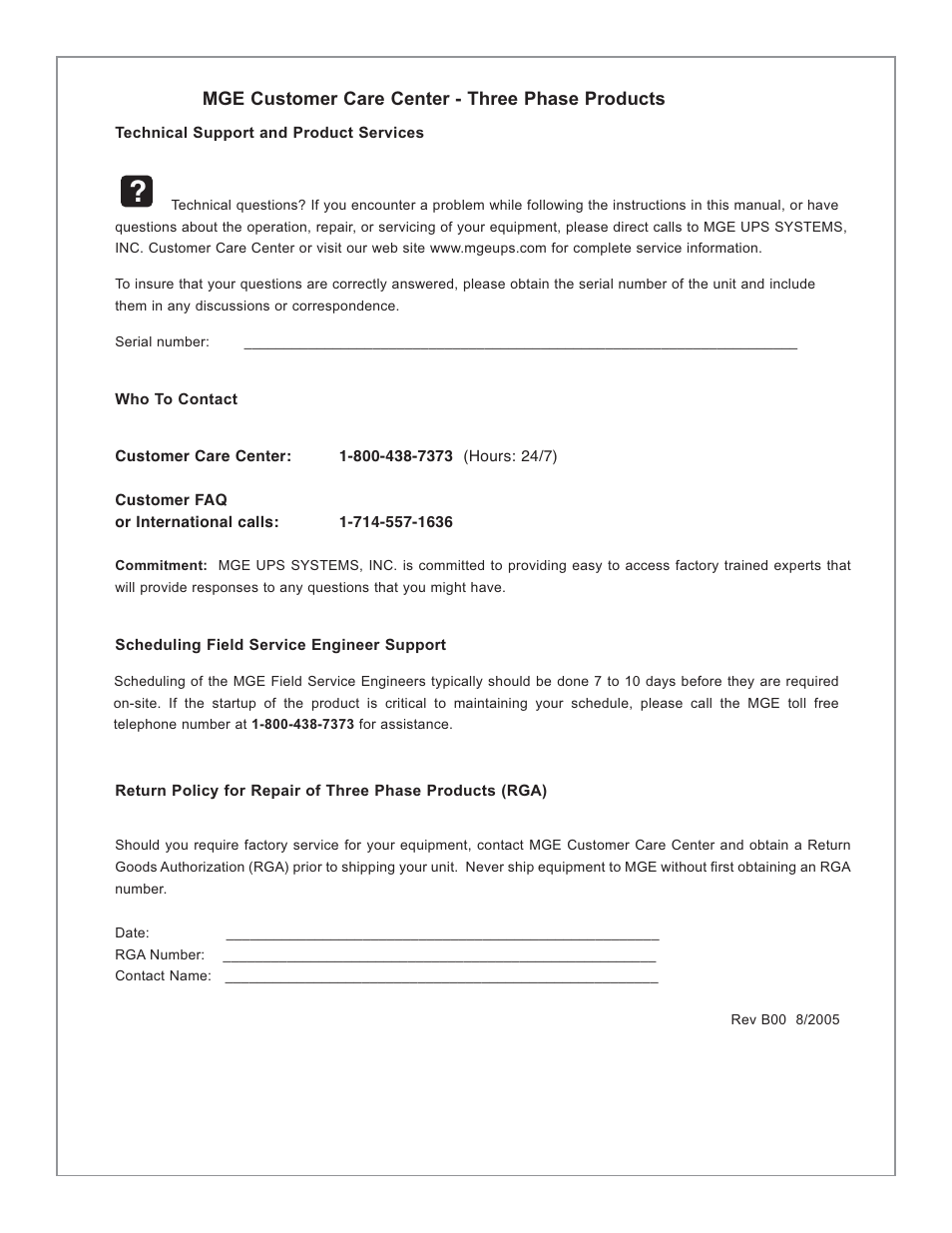 MGE UPS Systems 40-150kVA User Manual | Page 47 / 56
