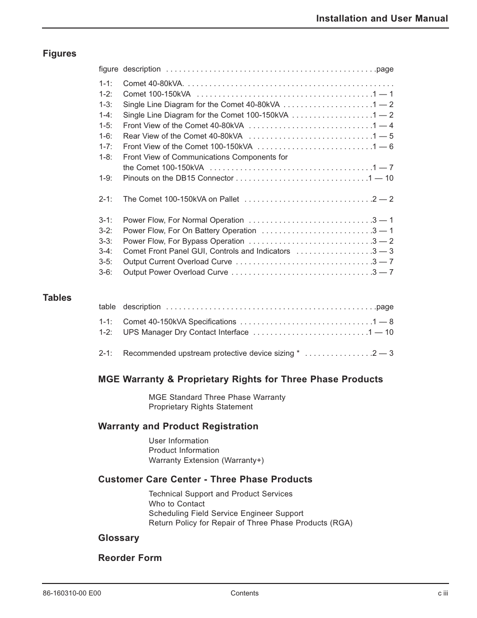 MGE UPS Systems 40-150kVA User Manual | Page 9 / 56