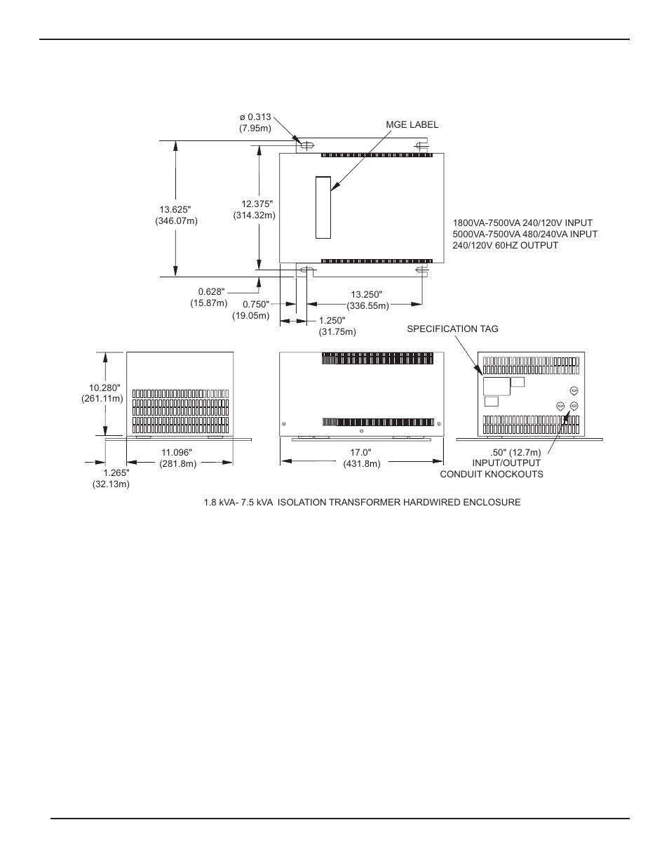 6: 1.8 kva - 7.5 kva isolation t, Installation and user manual | MGE UPS Systems 100 User Manual | Page 15 / 32