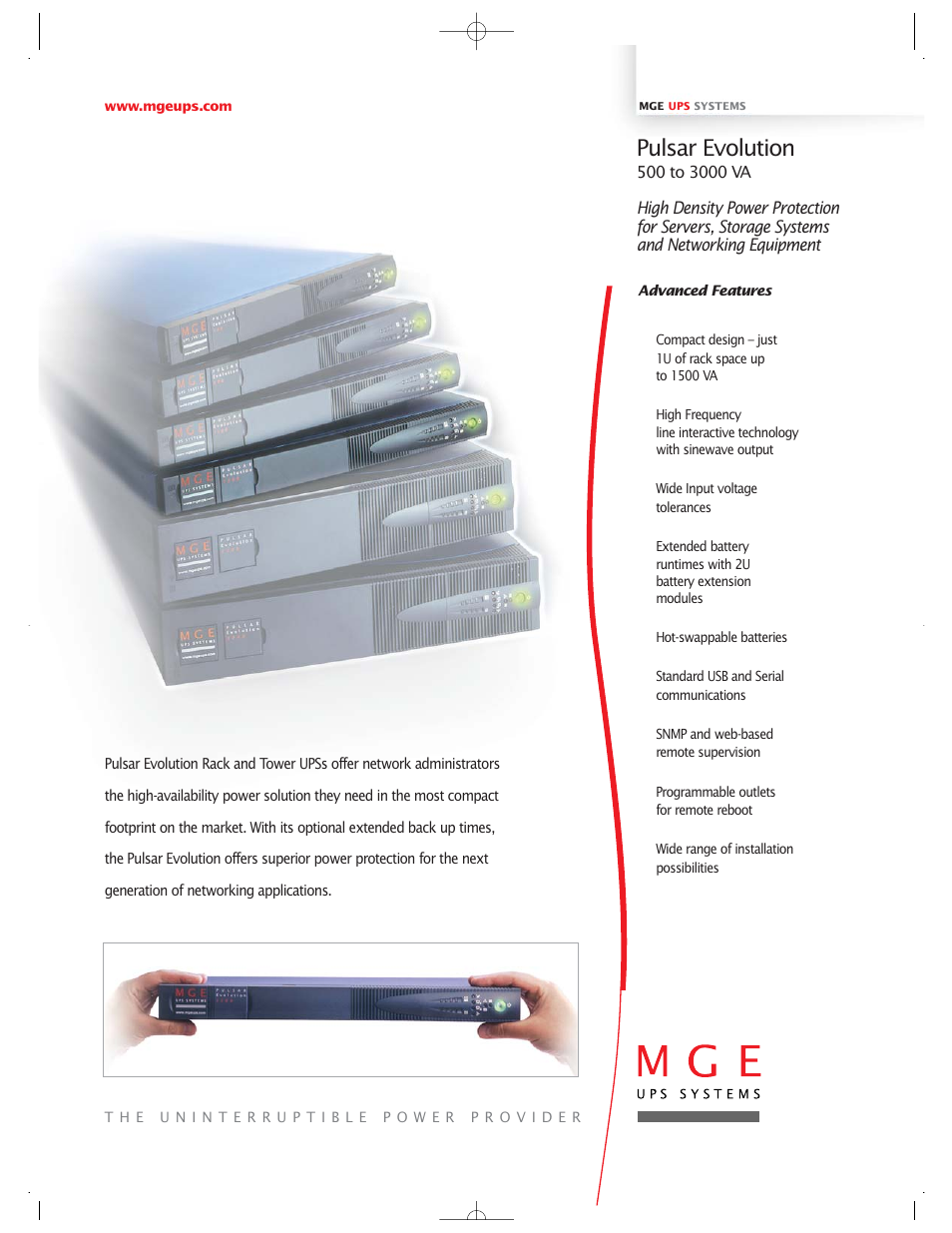 MGE UPS Systems Uninterruptible Power Provider User Manual | 4 pages