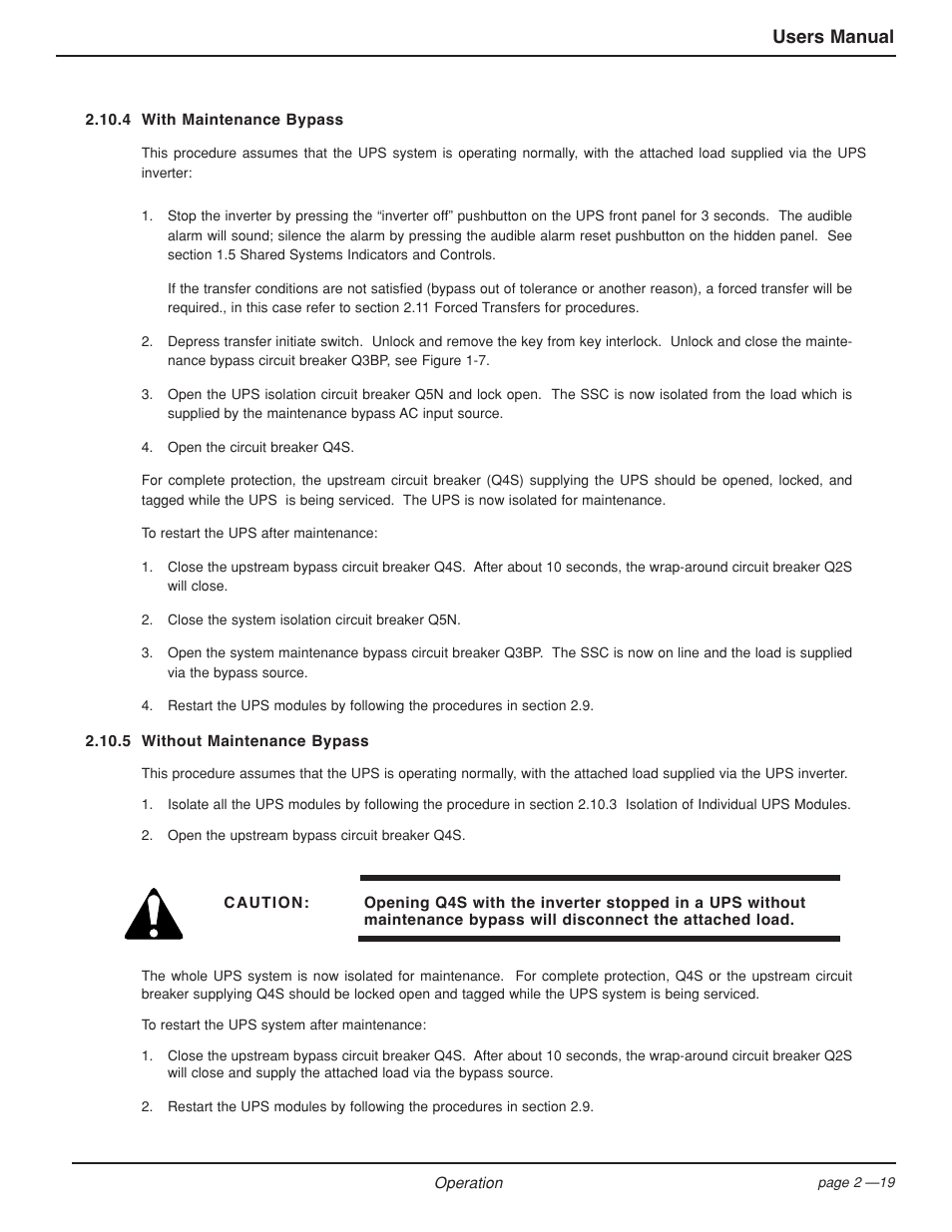 Users manual | MGE UPS Systems EPS 7000 User Manual | Page 47 / 62