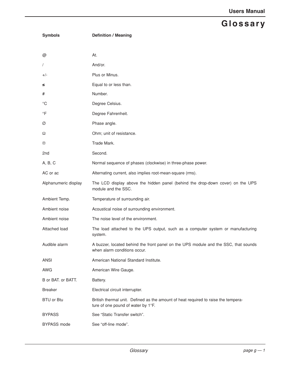 Users manual | MGE UPS Systems EPS 7000 User Manual | Page 53 / 62