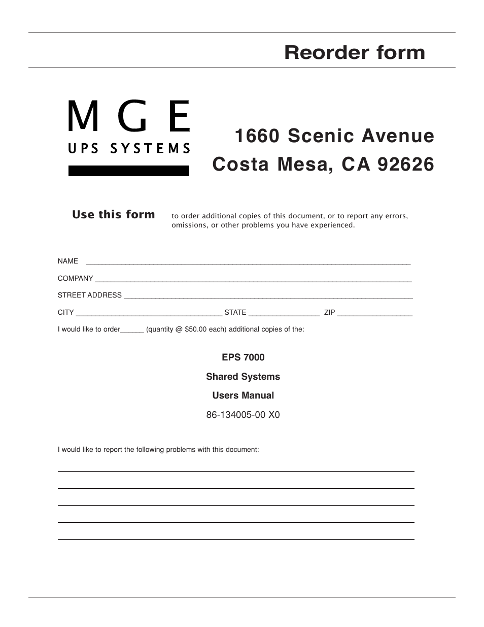 MGE UPS Systems EPS 7000 User Manual | Page 59 / 62