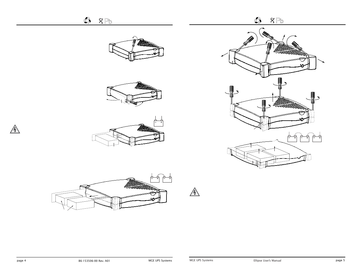 Battery replacement | MGE UPS Systems 300 User Manual | Page 4 / 6
