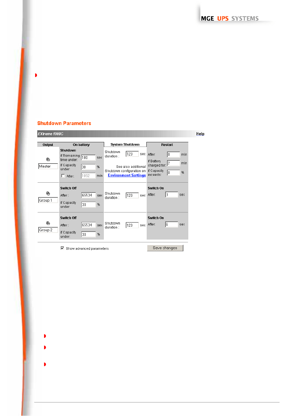 Shutdown parameters, See shutdown parameters, Network management cards | User manual | MGE UPS Systems 66074 User Manual | Page 19 / 69