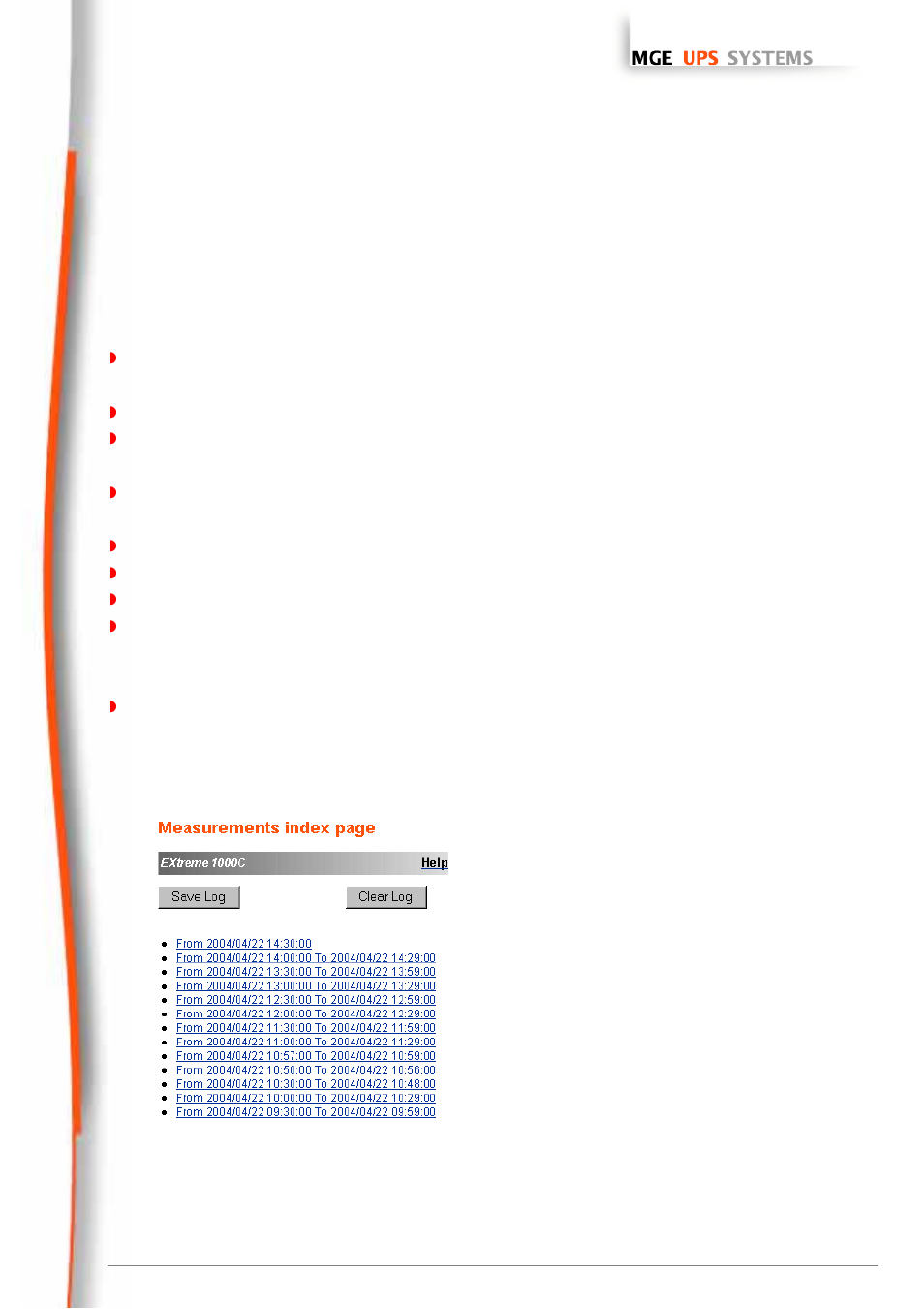 Measurements, Network management cards, User manual | MGE UPS Systems 66074 User Manual | Page 22 / 69