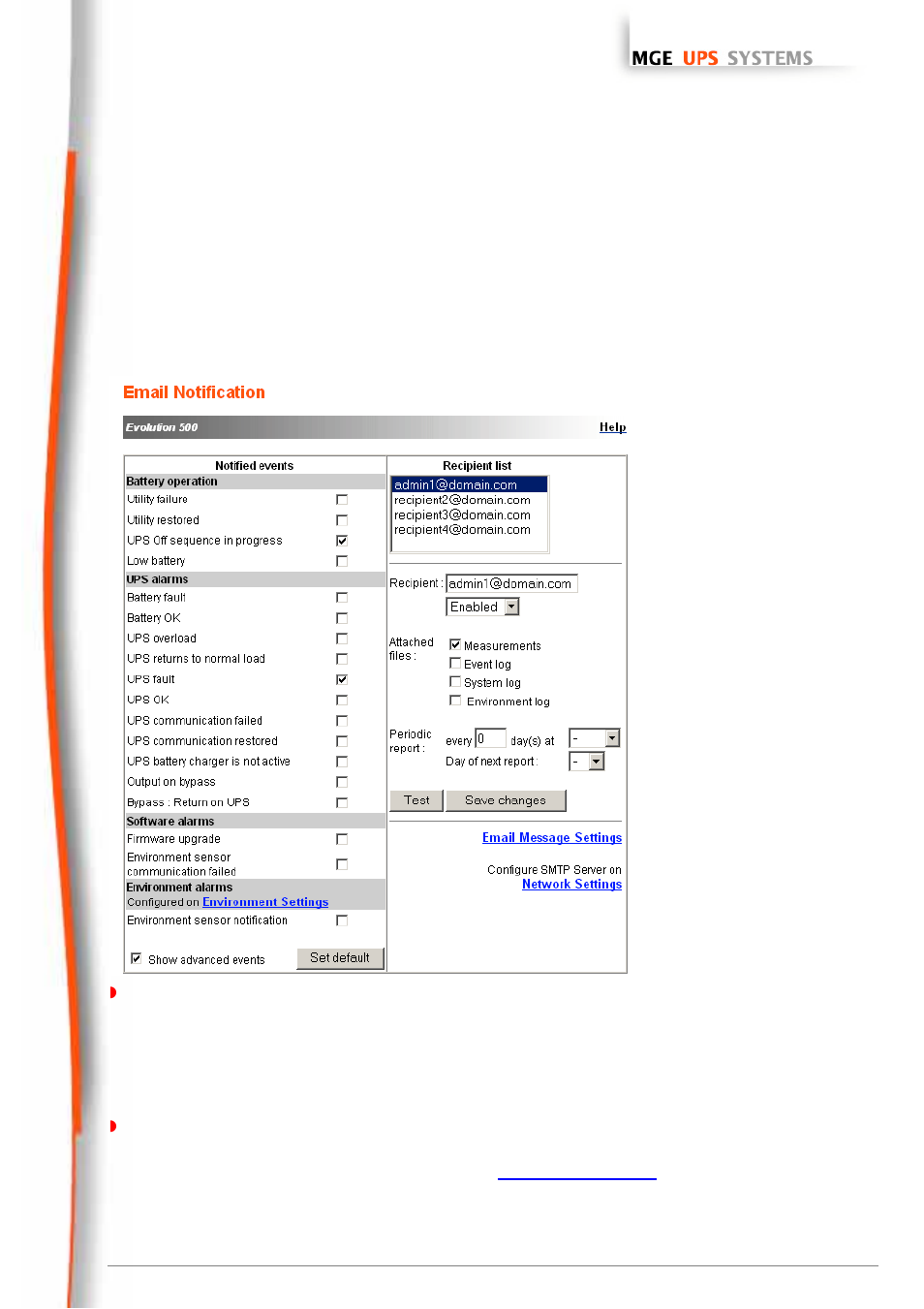 Otification, Email notification, Network management cards | User manual | MGE UPS Systems 66074 User Manual | Page 26 / 69