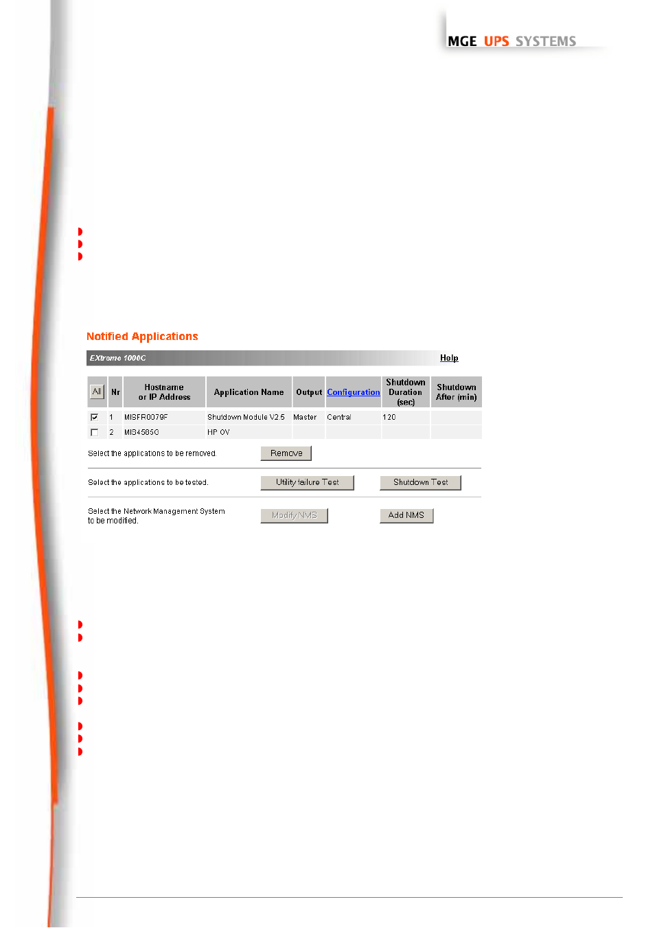 Notified applications, Network management cards, User manual | MGE UPS Systems 66074 User Manual | Page 35 / 69