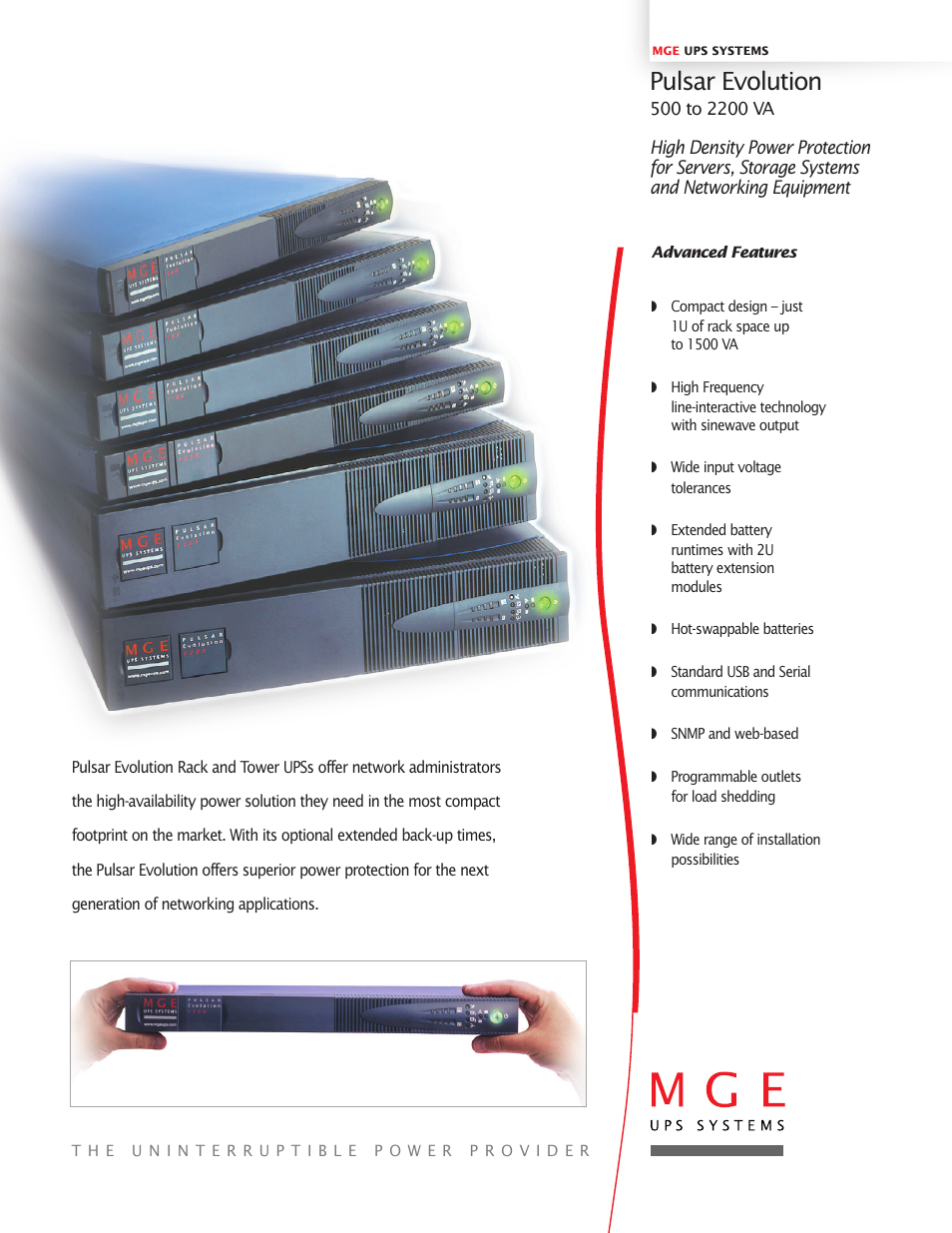 MGE UPS Systems 500 User Manual | 4 pages