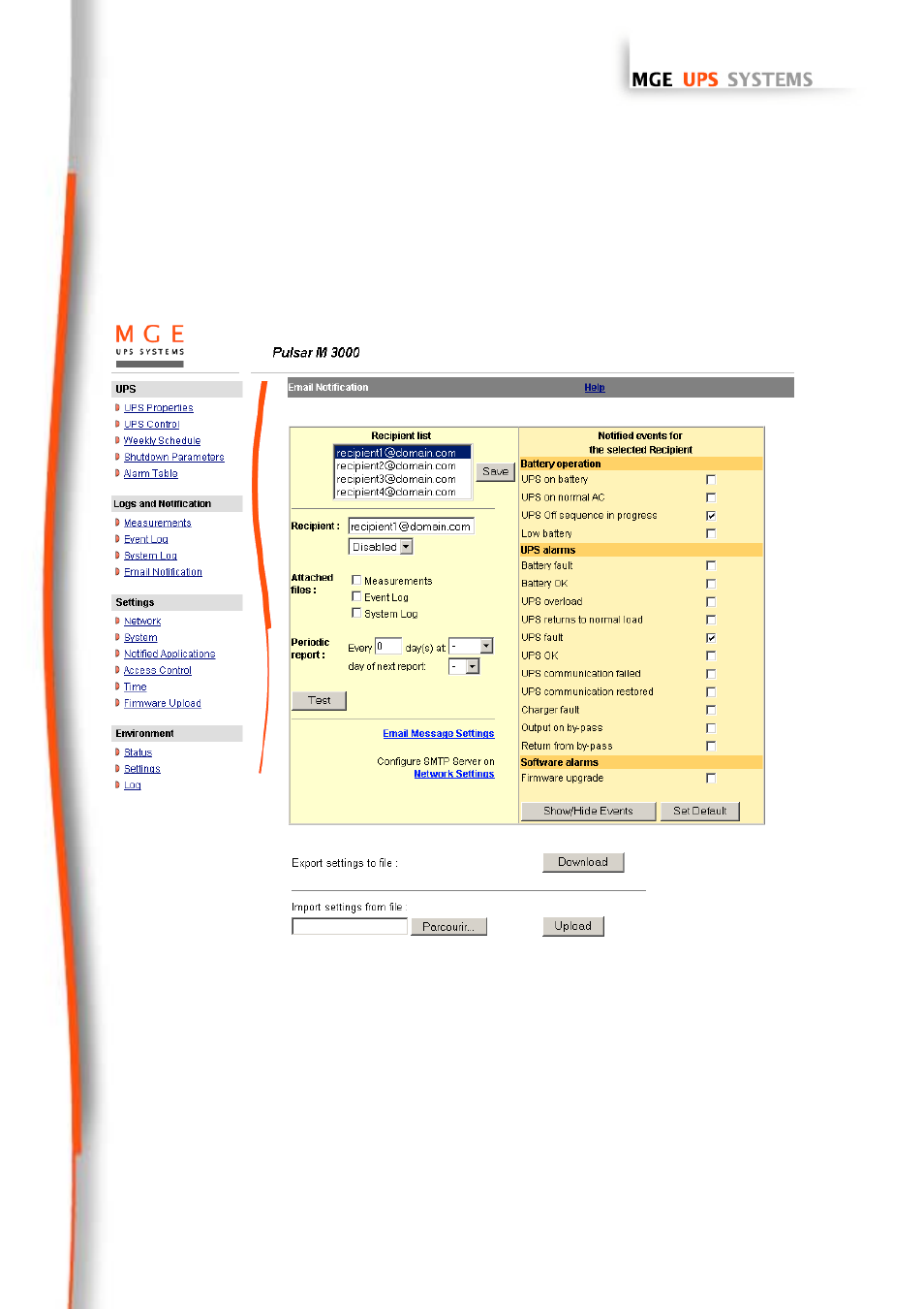 Notification, Email notification, Otification | 3 notification 4.3.1 email notification | MGE UPS Systems 66102 User Manual | Page 26 / 63