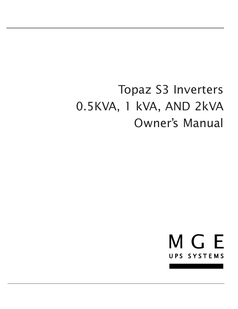 MGE UPS Systems S3 User Manual | Page 5 / 64