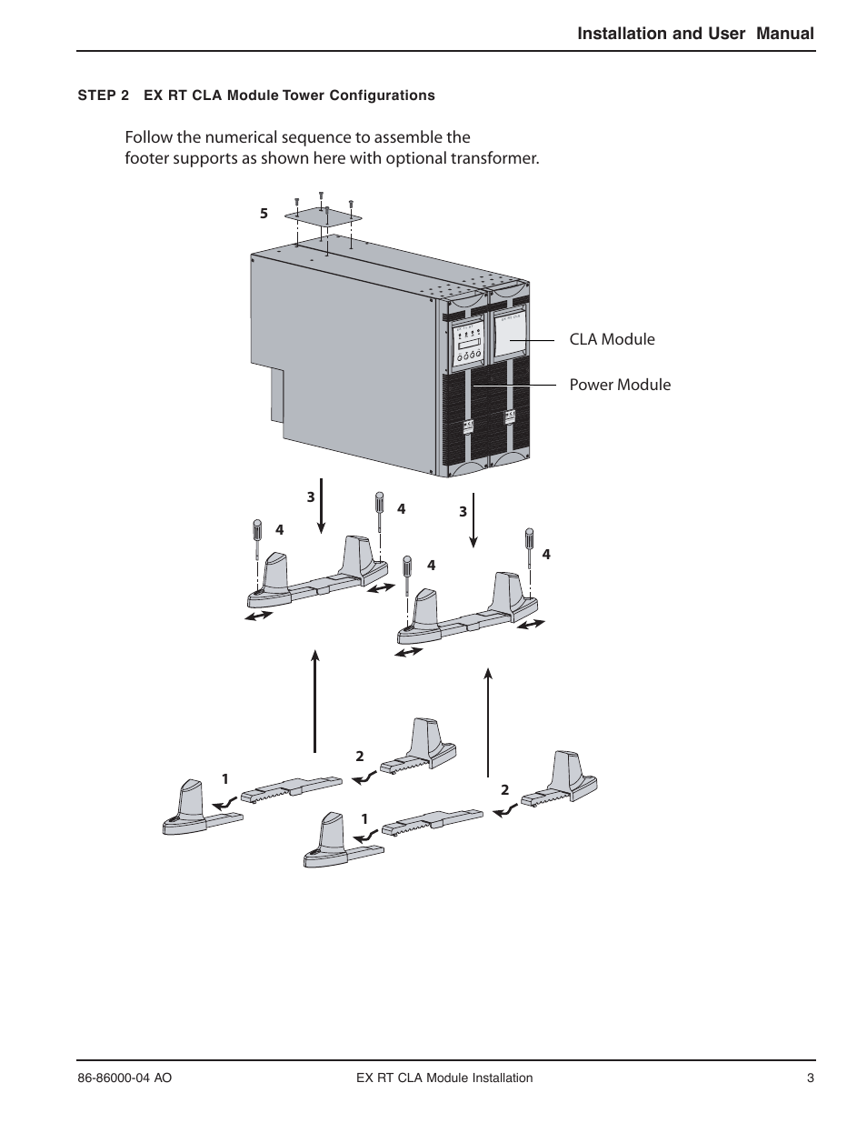 Installation and user manual, Power module cla module | MGE UPS Systems EX RT CLA User Manual | Page 3 / 6