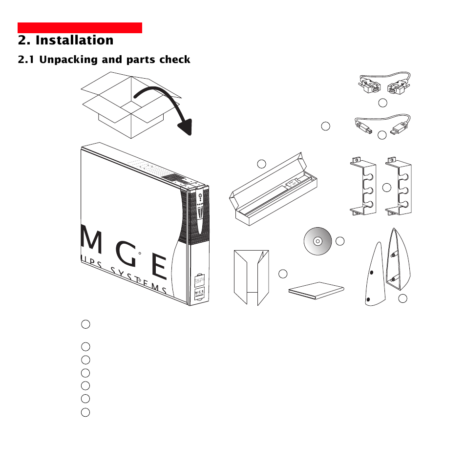Installation, 1 unpacking and parts check | MGE UPS Systems 3000 User Manual | Page 10 / 32