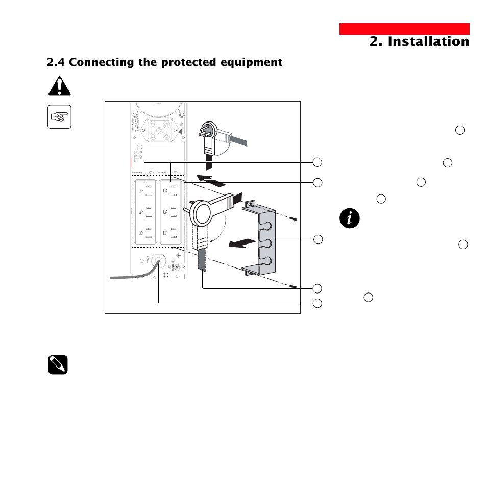 Installation, 4 connecting the protected equipment, Page 13 | 360 ° rotation plug | MGE UPS Systems 3000 User Manual | Page 13 / 32