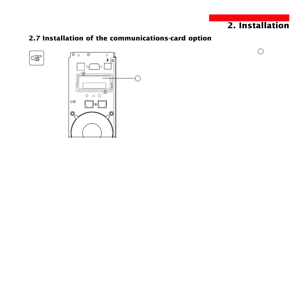 Installation, 7 installation of the communications-card option, Page 15 | MGE UPS Systems 3000 User Manual | Page 15 / 32