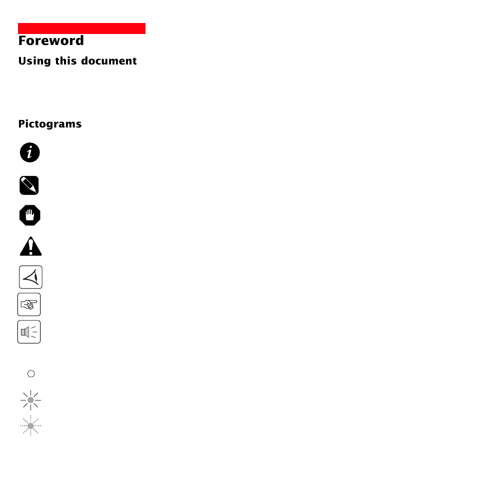 Foreword, Using this document, Pictograms | MGE UPS Systems 3000 User Manual | Page 4 / 32