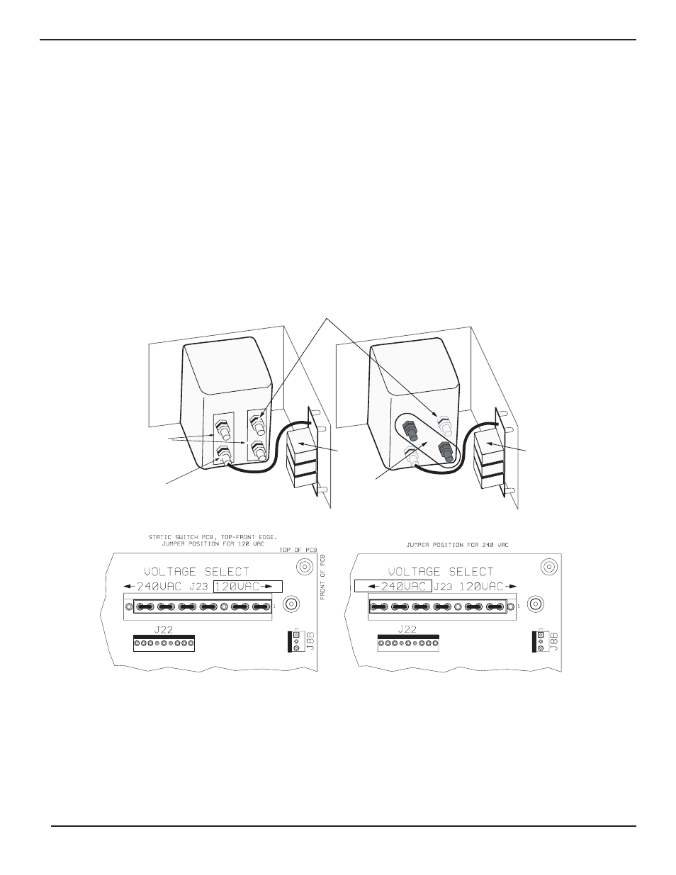 4 connections, 5 ac input/output vo, 6 emi filter wiring 2-8 | 4 emi and busbar vac conf, Connections -7, Ac input/output voltage selection -8, Emi filter wiring -8, Owner’s manual | MGE UPS Systems 3.5 to 21 kVA N+1 User Manual | Page 25 / 54