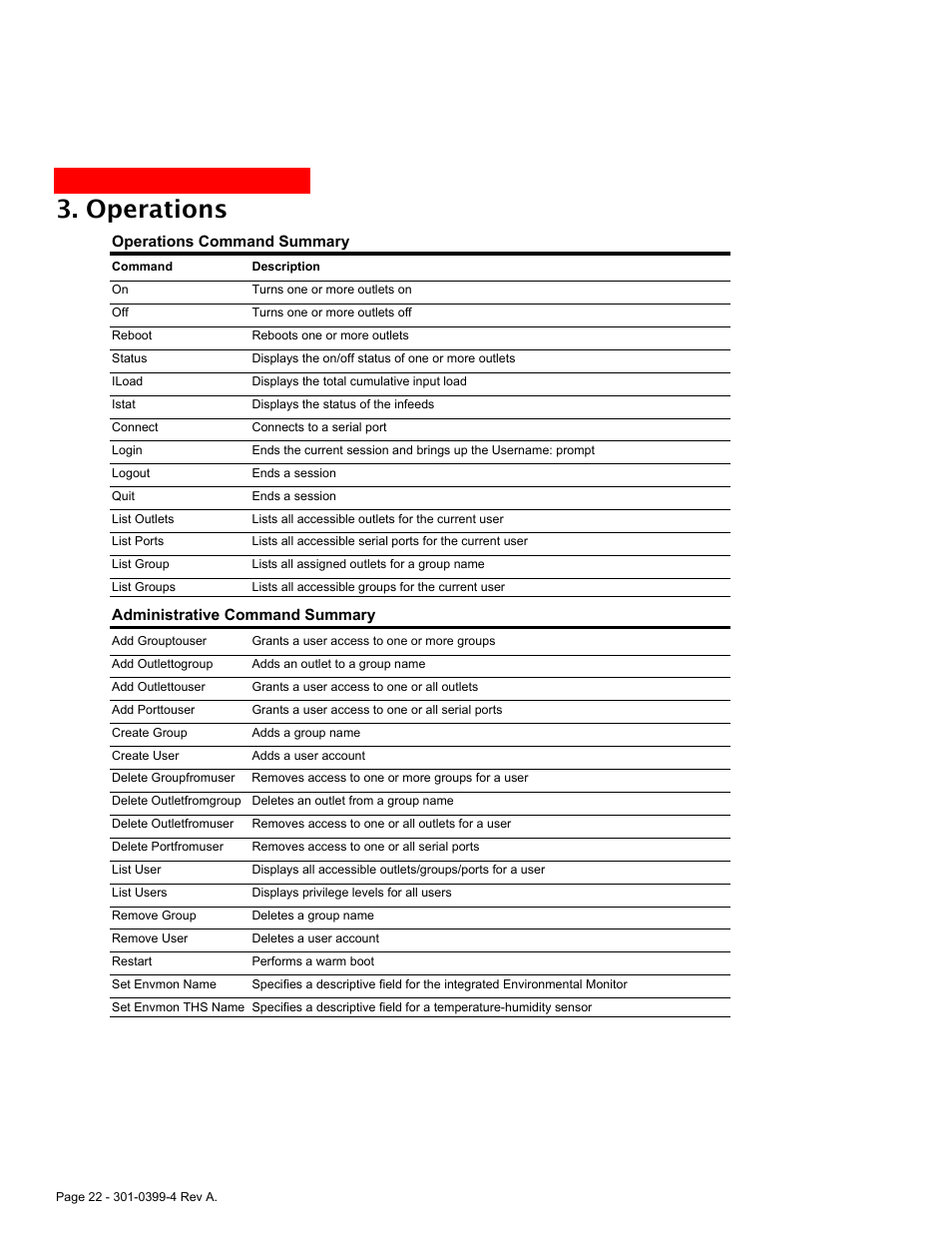 Operations | MGE UPS Systems Switched PDU User Manual | Page 22 / 62