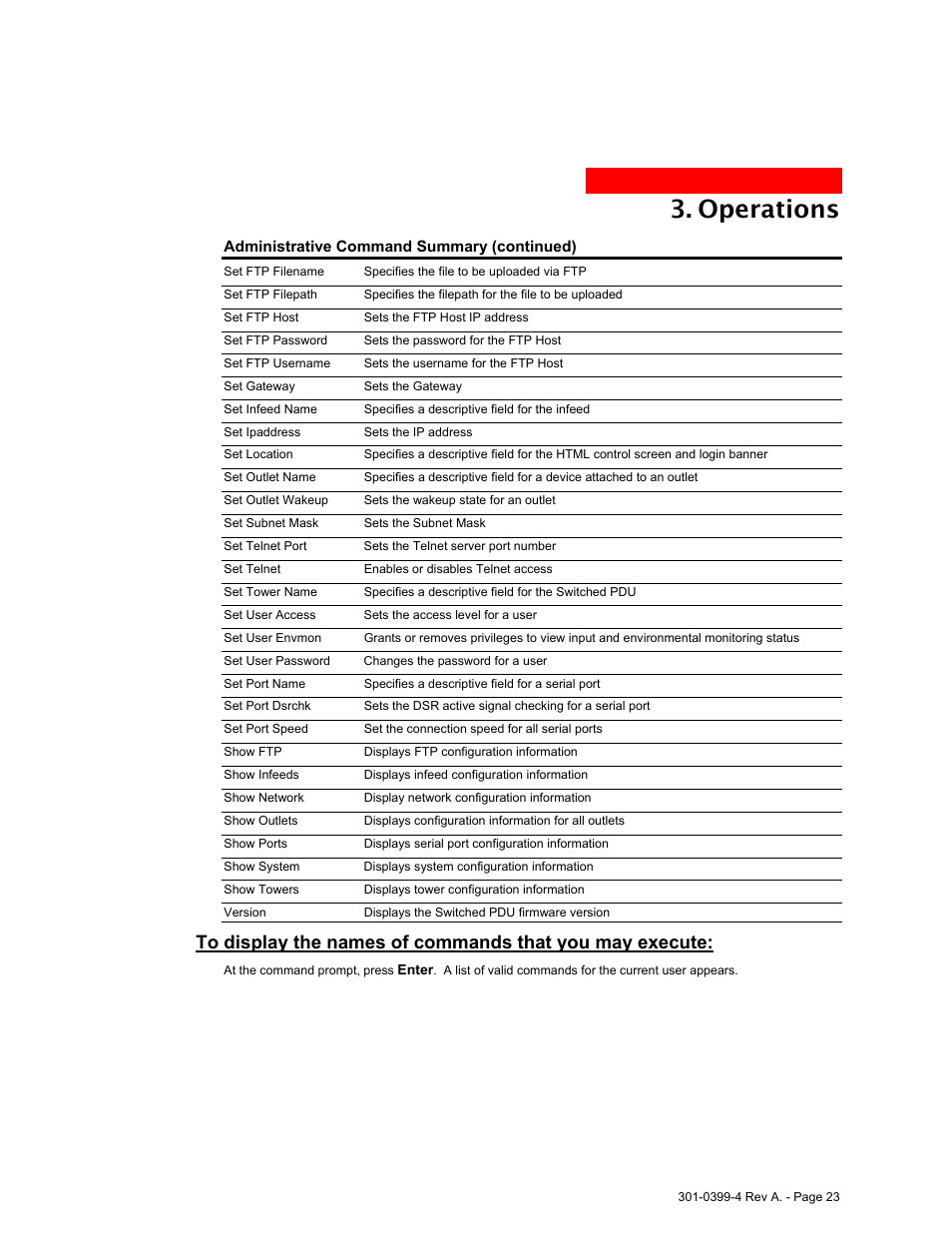 Operations | MGE UPS Systems Switched PDU User Manual | Page 23 / 62