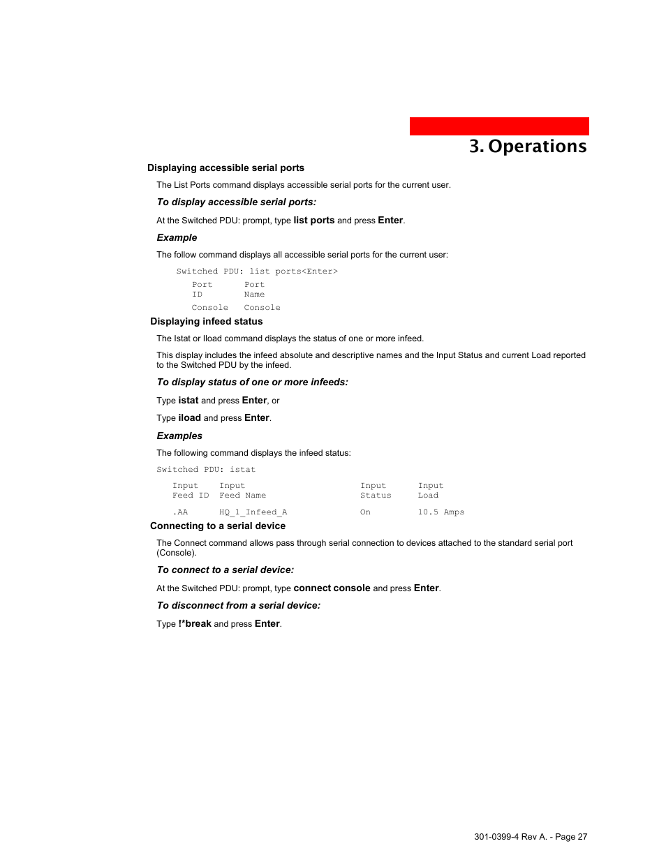 Operations | MGE UPS Systems Switched PDU User Manual | Page 27 / 62