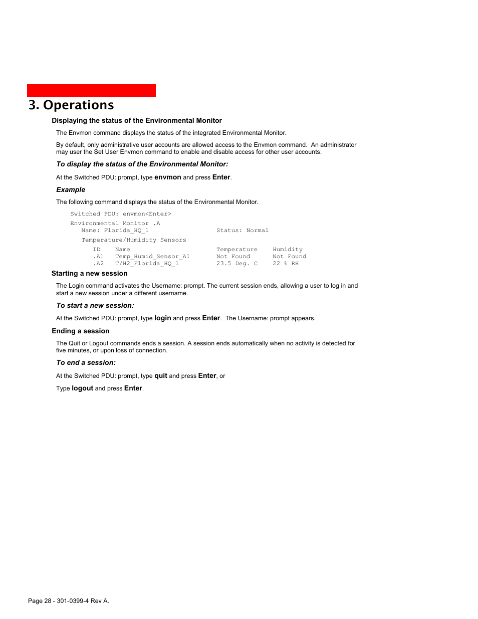 Operations | MGE UPS Systems Switched PDU User Manual | Page 28 / 62