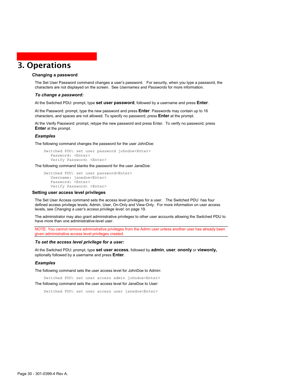 Operations | MGE UPS Systems Switched PDU User Manual | Page 30 / 62