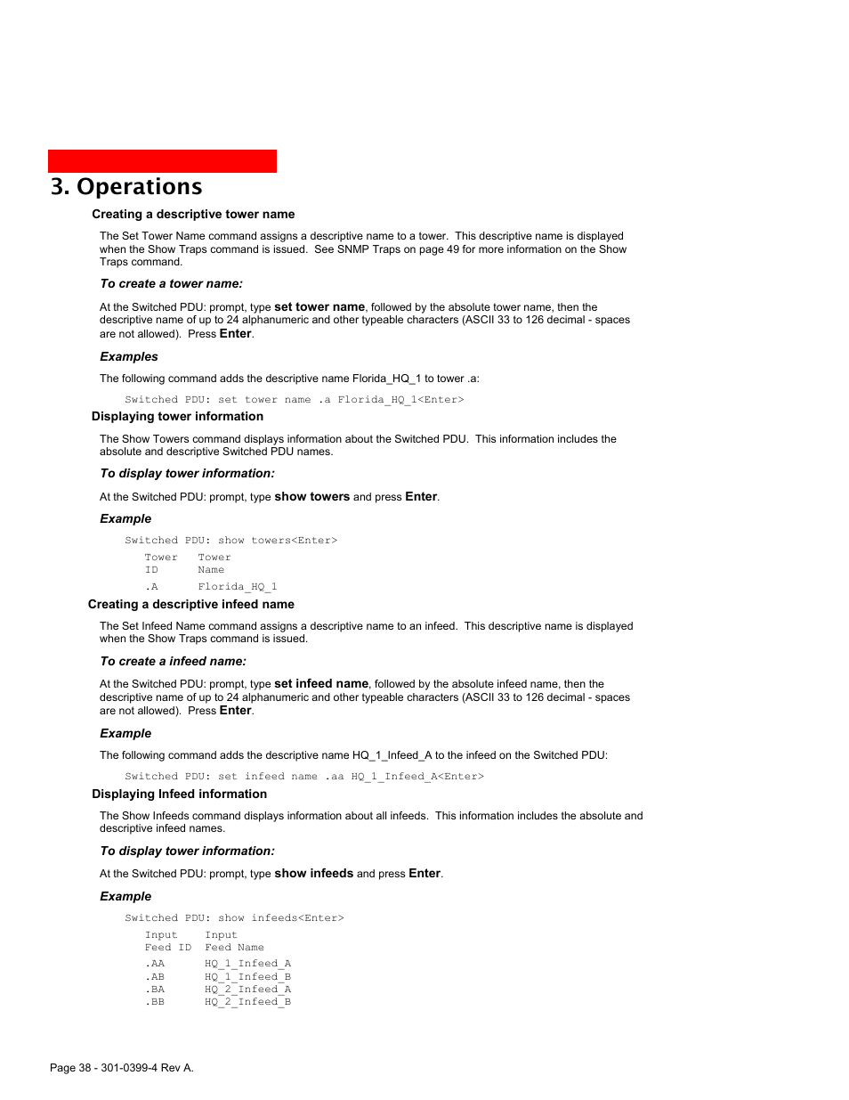Operations | MGE UPS Systems Switched PDU User Manual | Page 38 / 62