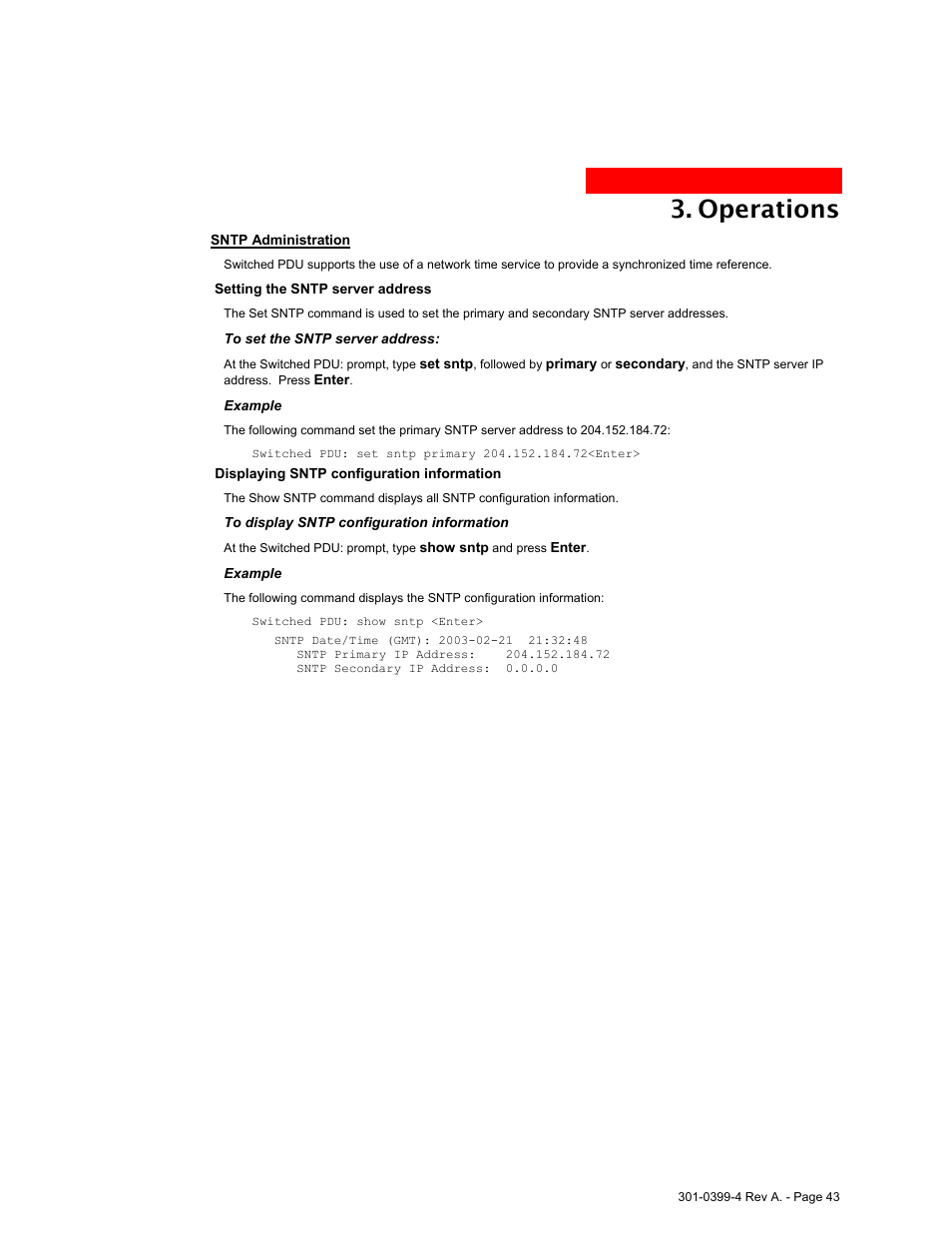 Operations | MGE UPS Systems Switched PDU User Manual | Page 43 / 62