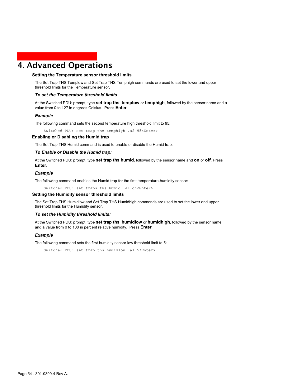 Advanced operations | MGE UPS Systems Switched PDU User Manual | Page 54 / 62