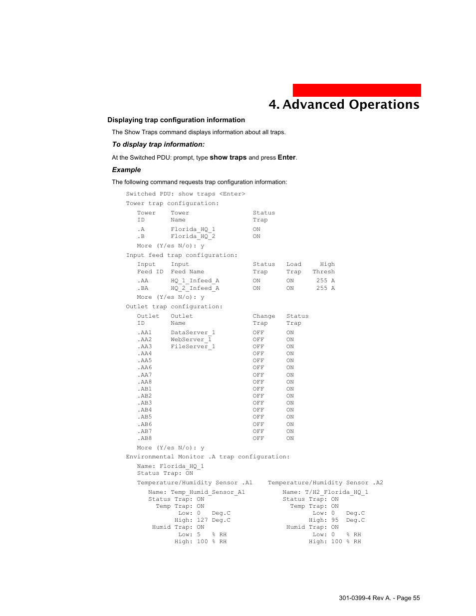 Advanced operations | MGE UPS Systems Switched PDU User Manual | Page 55 / 62