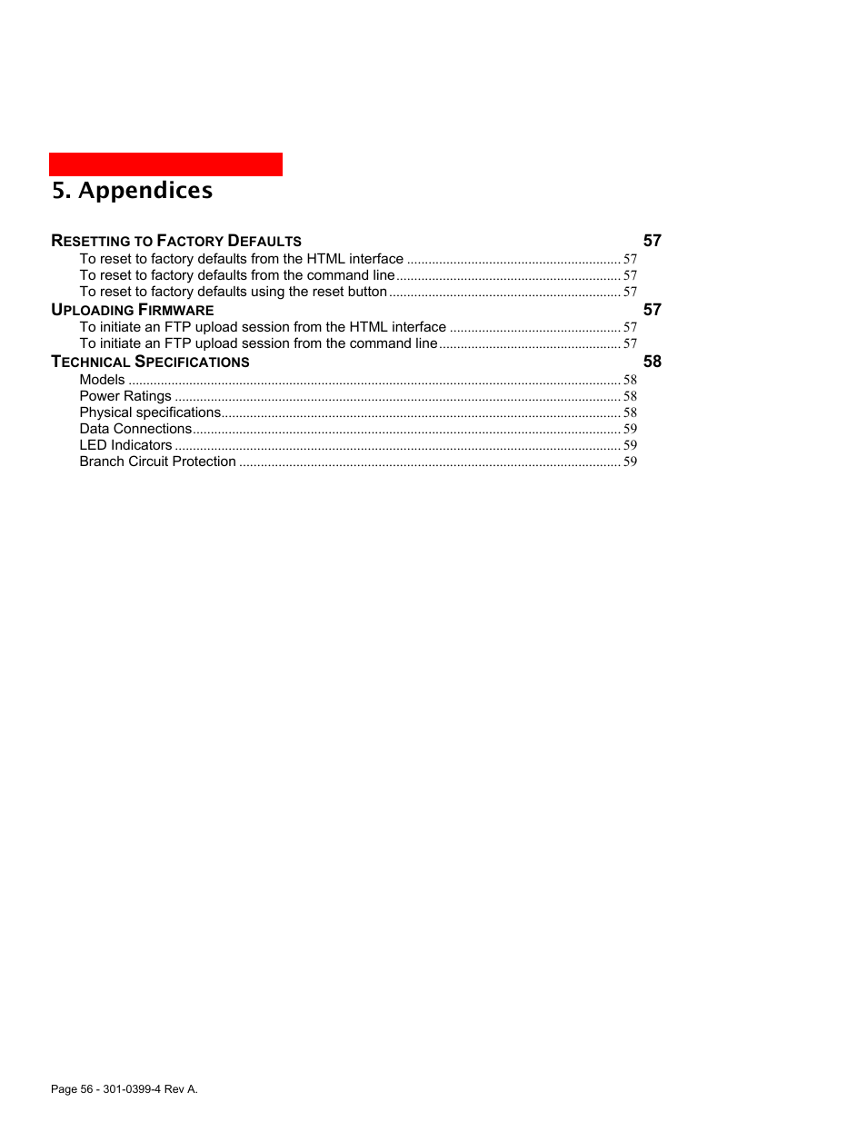 Ppendices, Appendices | MGE UPS Systems Switched PDU User Manual | Page 56 / 62
